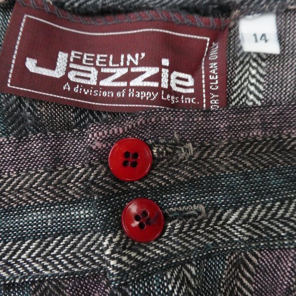 30x27 Vintage Happy Legs Rainbow Herringbone Trouser Pants High Waist Pockets L - Picture 7 of 9